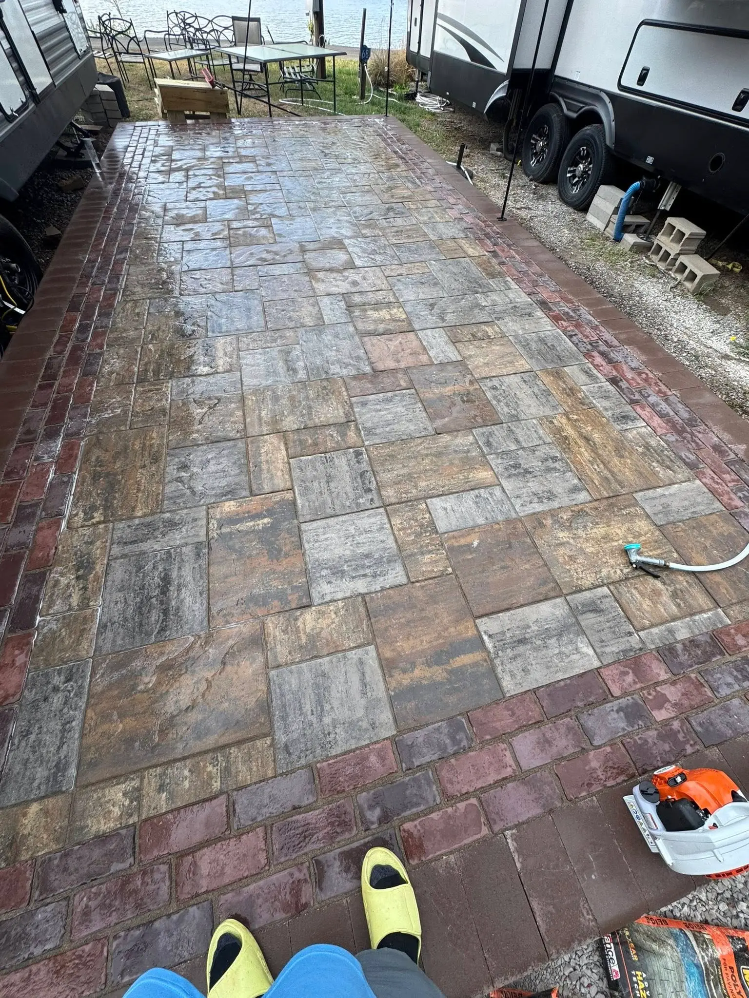 Finished outdoor patio installation